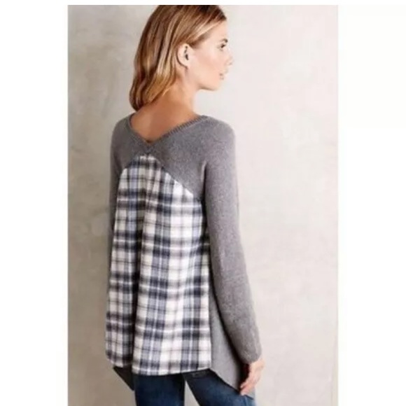 Anthropologie Sweaters - Anthropologie Moth Asymmetrical Plaid Sweater